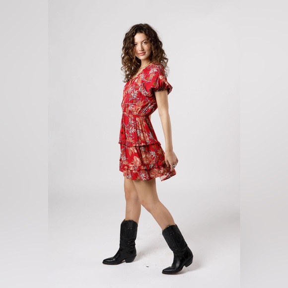 Band Of The Free CONNIE GARNET FLORAL MINI DRESS - Picture 3 of 5